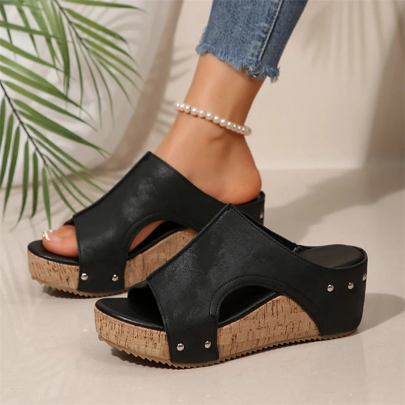 Women Elegant Wedge Sandals Casual Slides