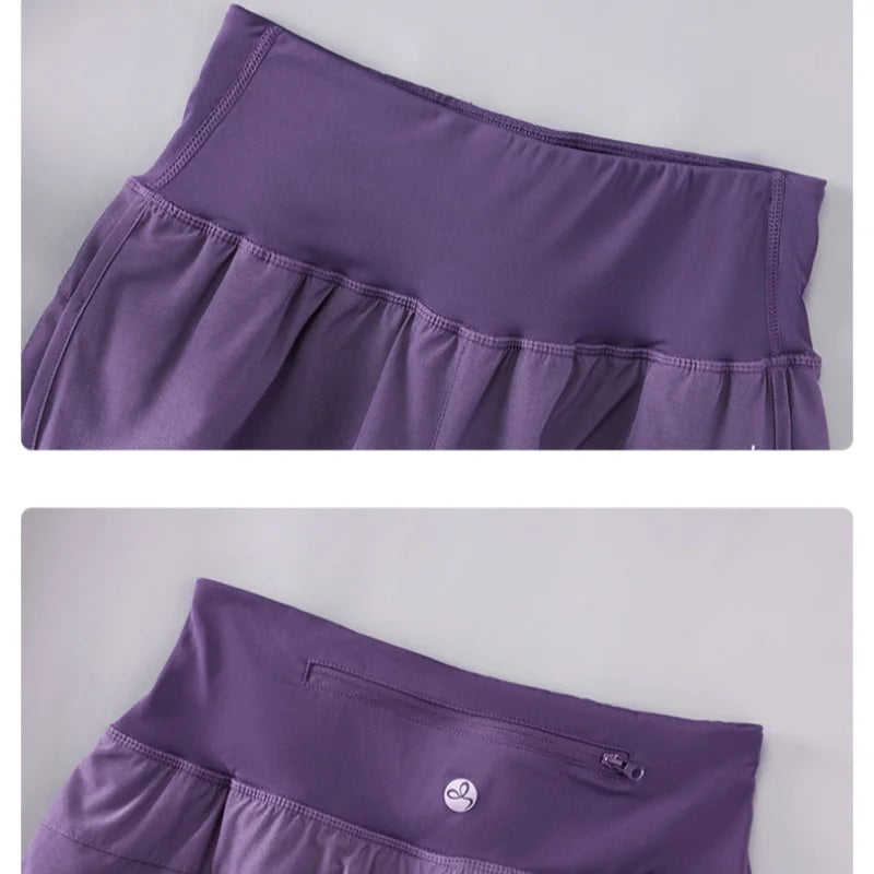 DRUR Knee-Length 2-in-1 Women's Yoga Shorts – High Waist Summer Gym Pants