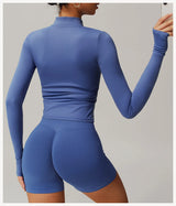 Women's Zip Long Sleeve Yoga Jacket – Slim Fit Gym Training Top