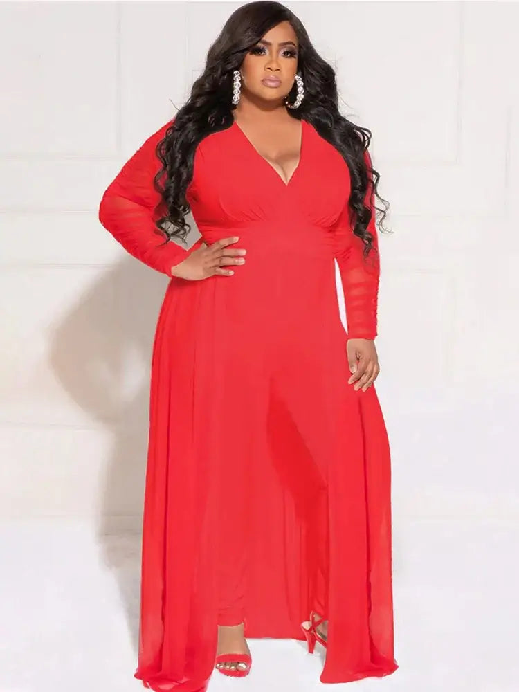 Women Mesh Lace Sleeve Pants Set