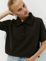 Women's Polo Collar Hollow Knit Sweater