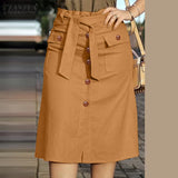 Women Buttoned Cargo Skirt