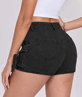 Women's Tight Cargo Denim Shorts