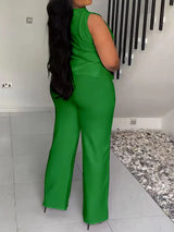 Plus Size Sleeveless Shirt Set