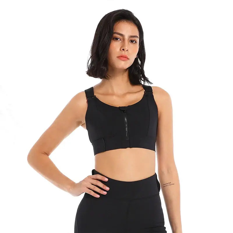 Women Front Zipper Sports Bra Plus Size