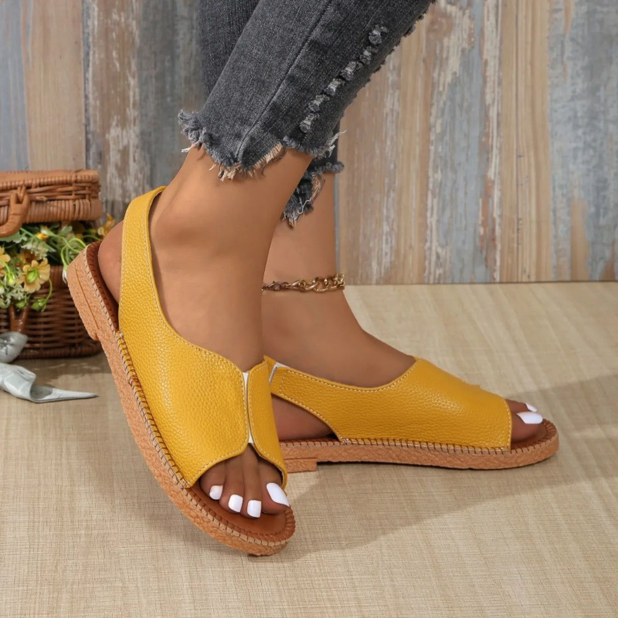 Women Open Toe Flat Sandals Summer Casual