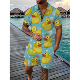 Men Cartoon Print Shorts Set