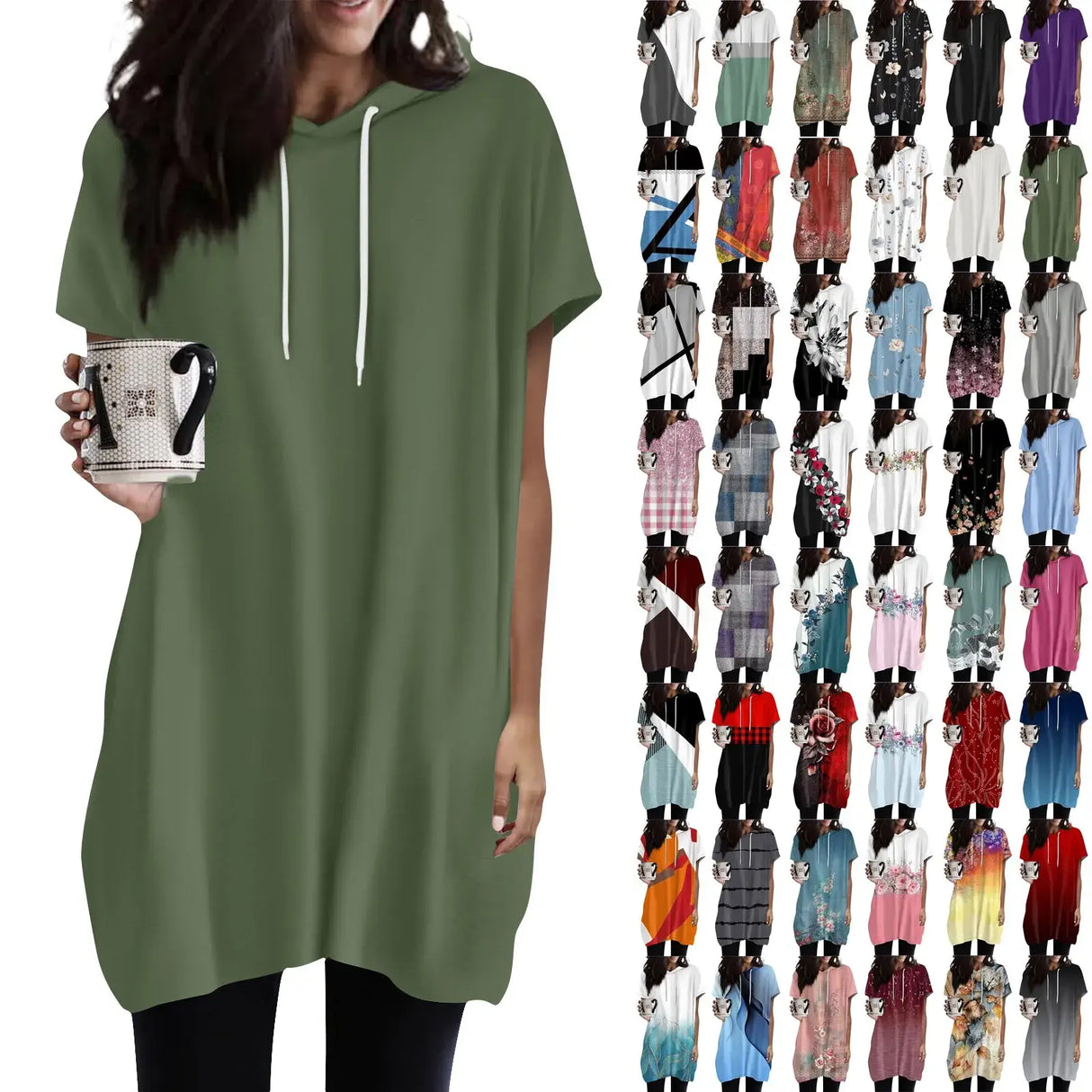 Women Oversized Short Sleeve Hoodie