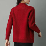 Women Zipper High Collar Knit Cardigan