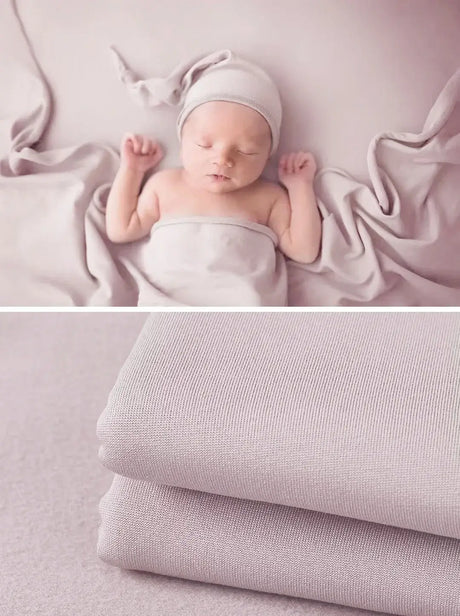 Newborn soft wrap blanket in versatile color, perfect for infant photography and cozy moments.