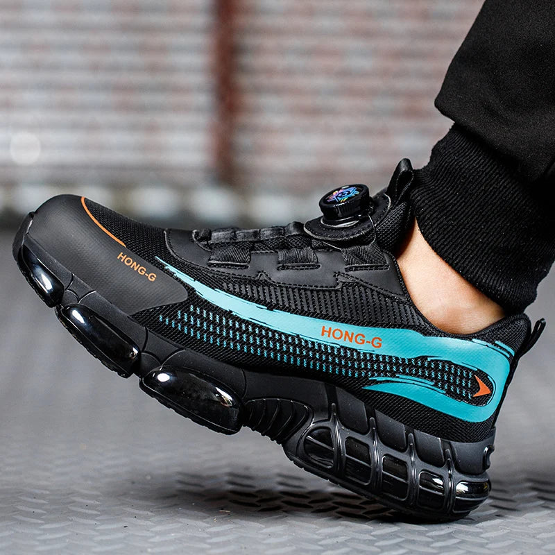 Men Rotary Buckle Steel Toe Safety Shoes