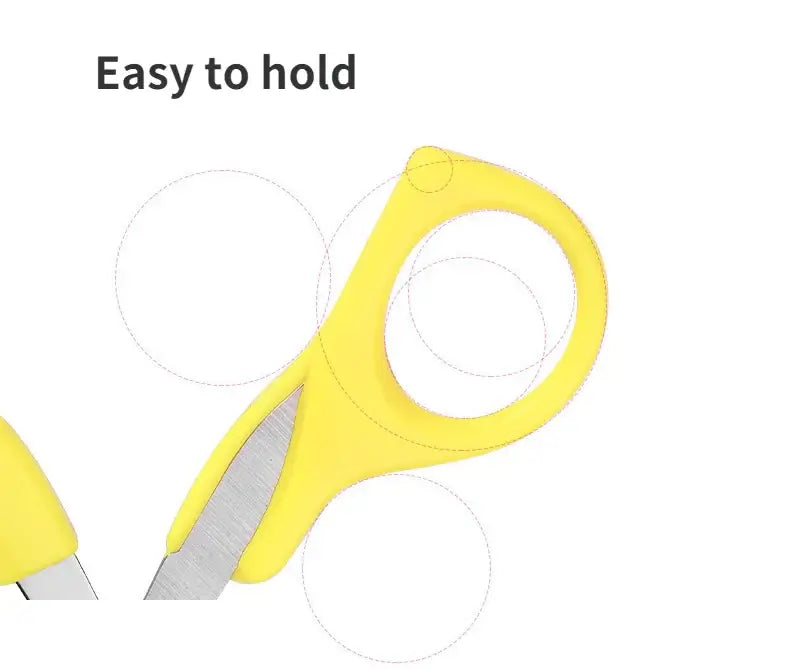 Yellow baby nail scissors designed for easy holding and precise use.