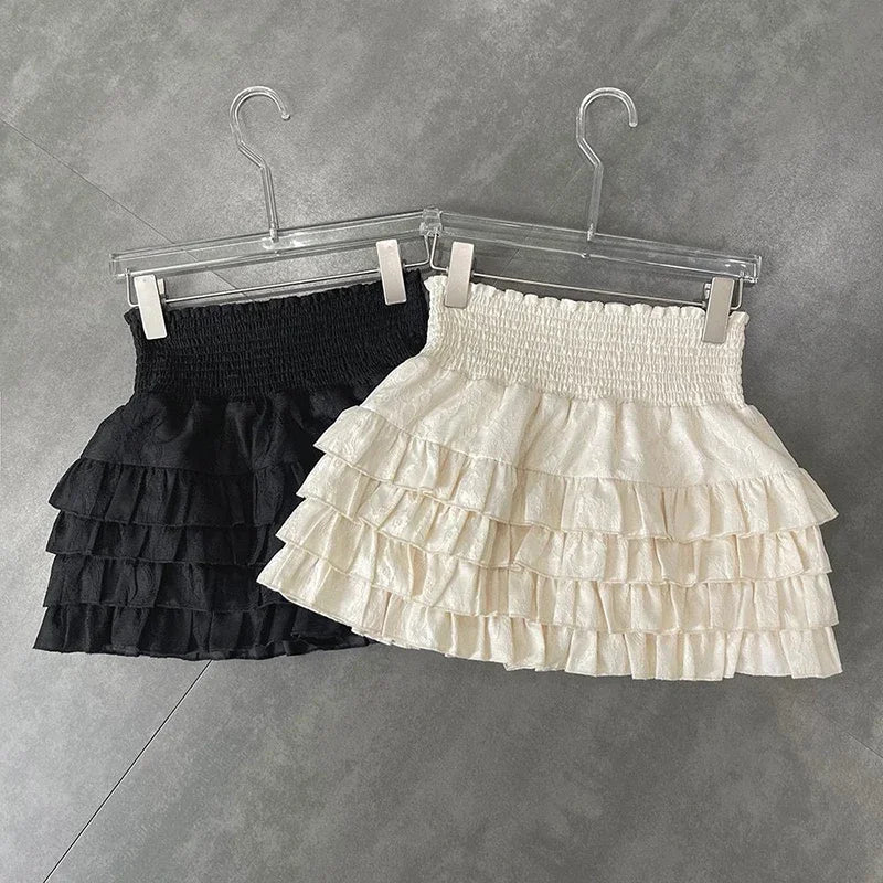 Women Ruffle High Waist Skirt