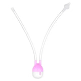 Mouth suction nasal aspirator for newborns, featuring a pink silicone design and two flexible tubes.
