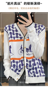 Women's Silk Print Wool Cardigan