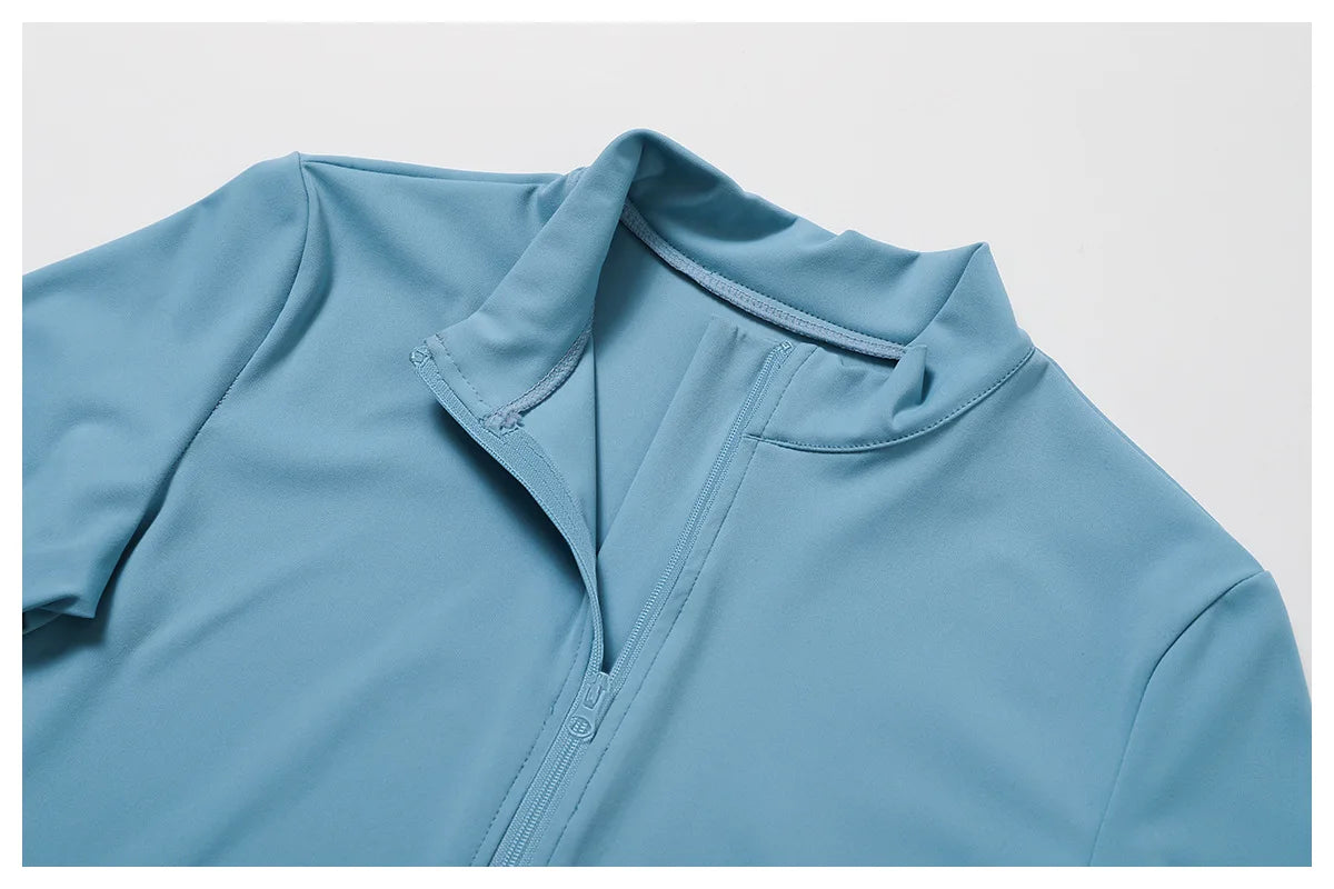 Women's Zip Long Sleeve Yoga Jacket – Gym Push-Up Sportswear Top