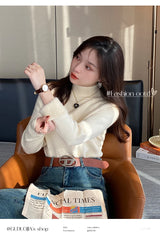 Women's Retro Red Turtleneck Sweater