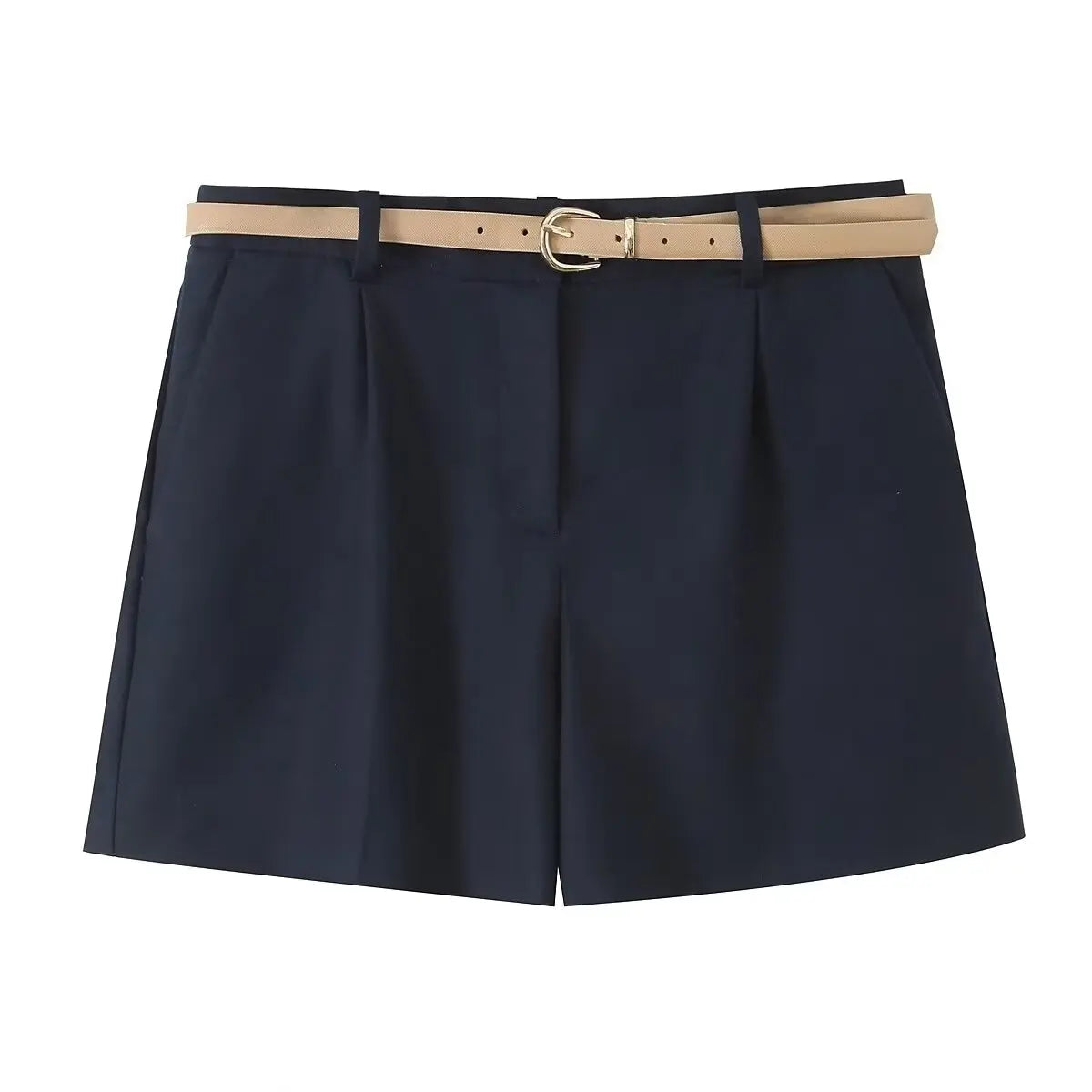 Women's Belted Pleated Wide Shorts