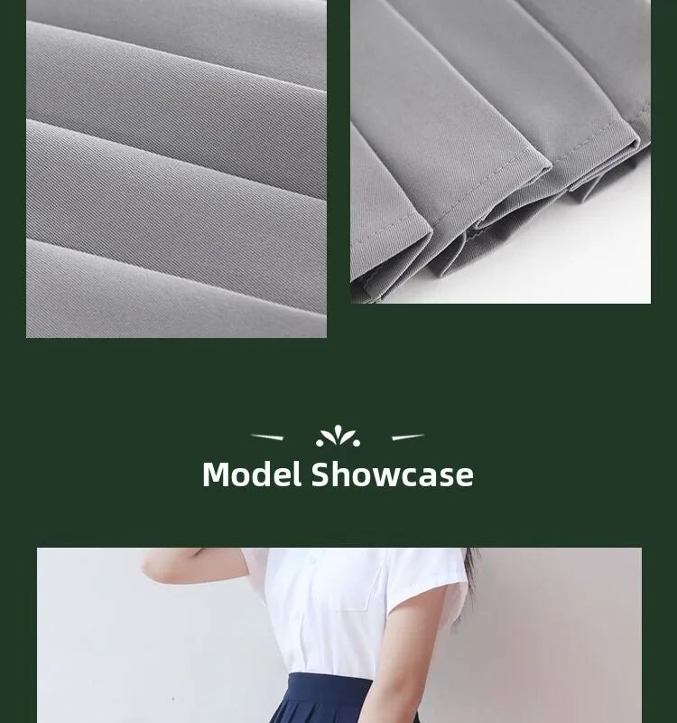 Women Pleated Midi College Skirt