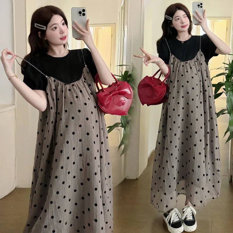 Summer Maternity Two-Piece Skirt Set