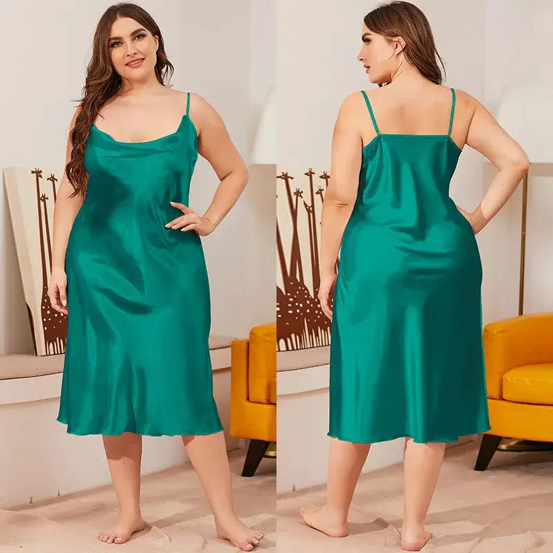 Women Satin Chemise Nightdress Plus Size Sleepwear