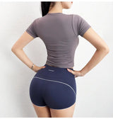 Women Compression T-Shirt Seamless Short Sleeve Gym Top