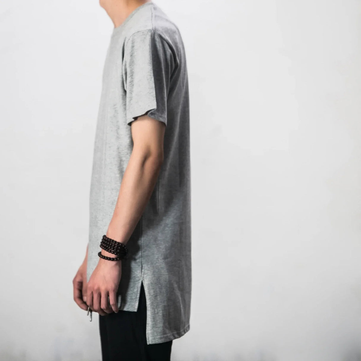 Men Long Hem Streetwear Tee