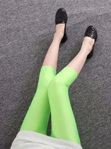 Women Shiny Neon Spandex Capri Leggings