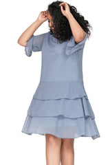 Women Tiered A-Line Chiffon Dress