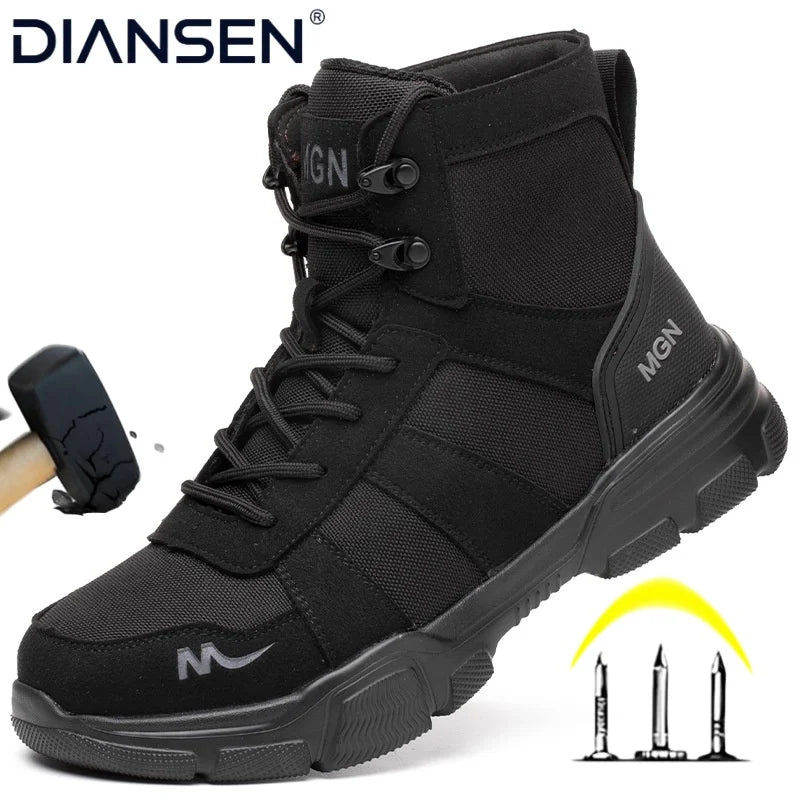 Women Safety Shoes Rotating Button Work Sneakers