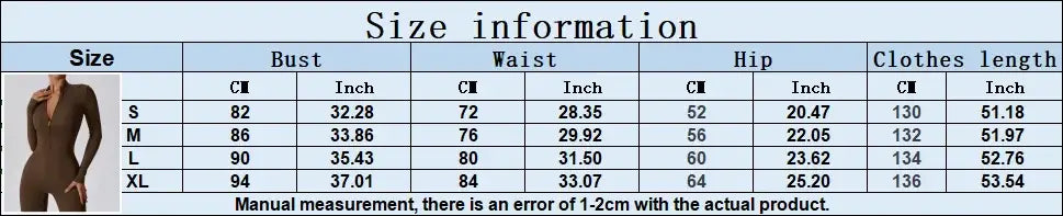 Women Fitness Zipper Long Sleeve Jumpsuit