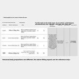 Size chart for LOUIS YAO dresses, showing measurements for different models and body types.