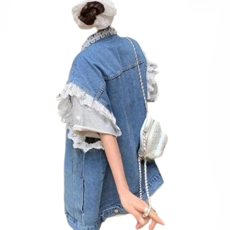French Lace Denim Jacket