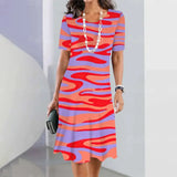 Striped Printed Elegant Casual Short Sleeve Dresses