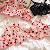 Women Mesh Heart Lingerie Set
