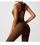 Seamless Peach Booty One-Piece Yoga Bodysuit – V-Back Tummy Control
