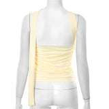 Strapless Pleated Hanging Neck Tank Top