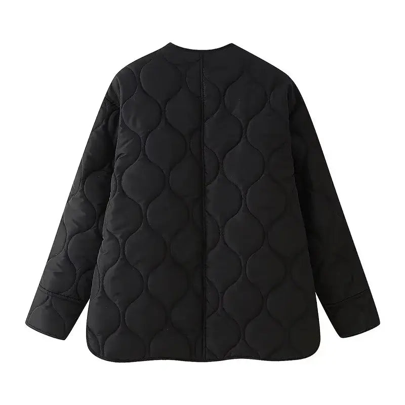 Women Quilted Padded Black Jacket
