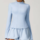 Women's Standing Collar Long Sleeve Yoga Jacket – Summer Training Top