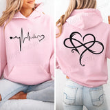 Women's Heartbeat Print Retro Hoodie