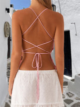 Lace Halter V-Neck Top