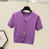 Women's Short Sleeve Crop Knit Sweater