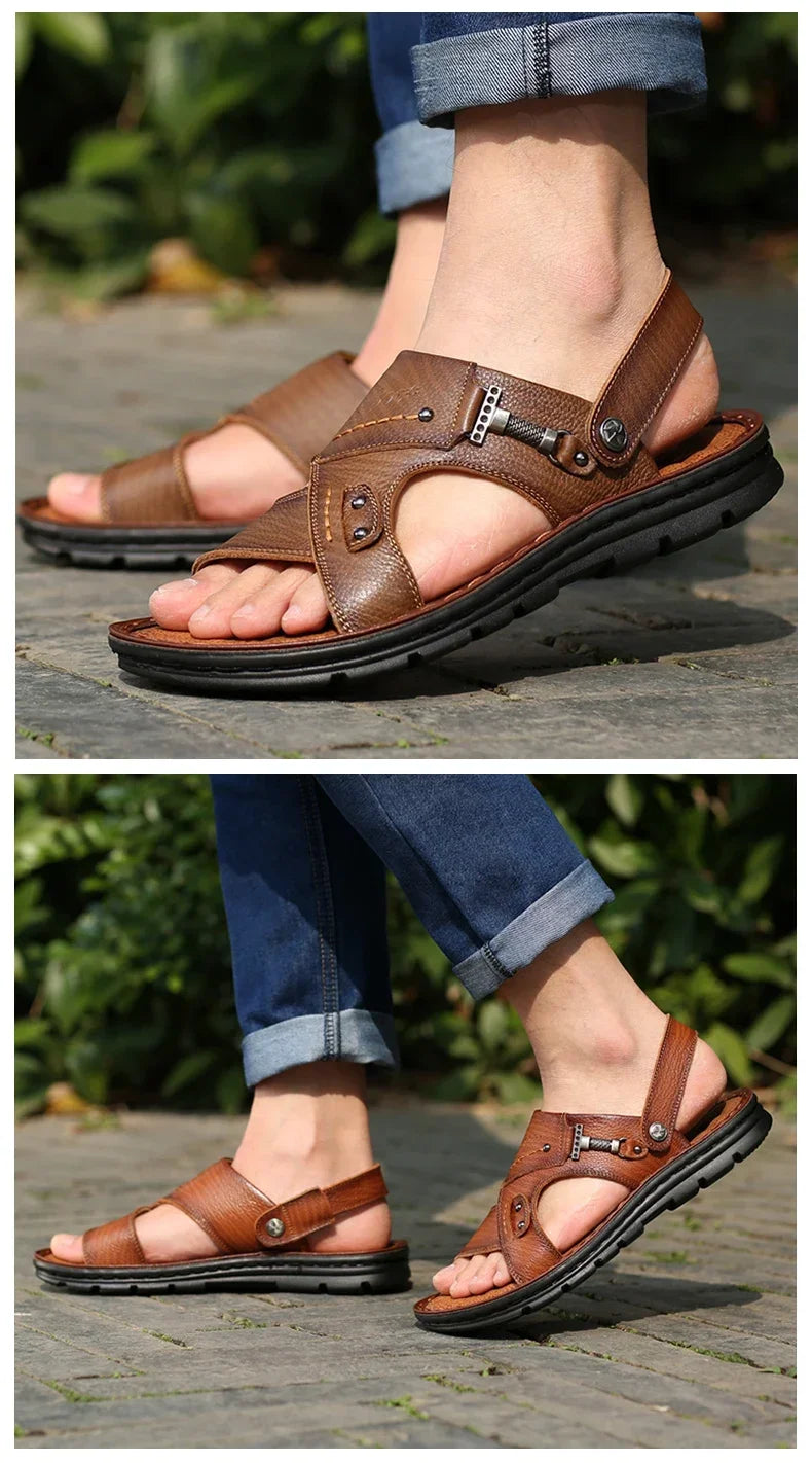 Men Leather Buckle Casual Sandals
