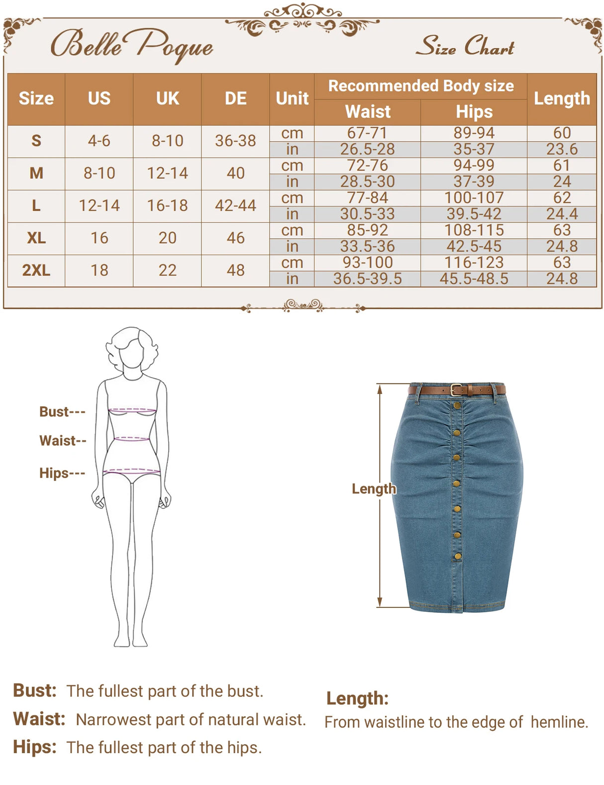 BuckleCurve™ – Ruched Belt Bodycon Skirt (High Waist Retro Denim)
