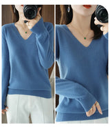 Women's V-Neck Knitted Pullover Sweater