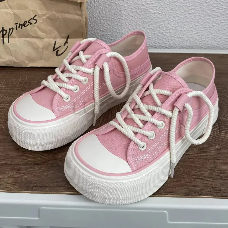 Women Canvas Sneakers Non Slip Lace Up Flats