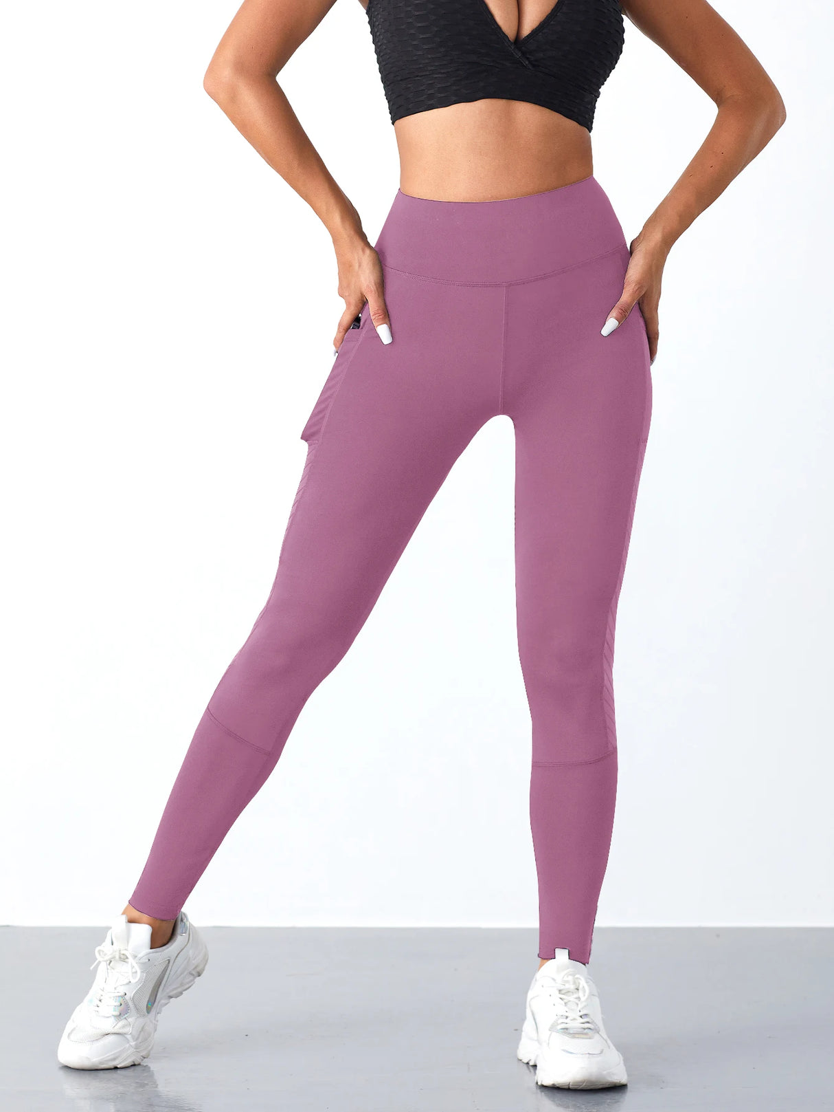 High-Waist Mesh Patchwork Women's Yoga Leggings – Hip Lifting Workout Pants