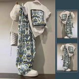 Women Summer Patchwork T-Shirt Pants Set
