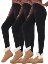 3-Pack Thermal Fleece Women's Leggings – High Waisted Winter Yoga Pants