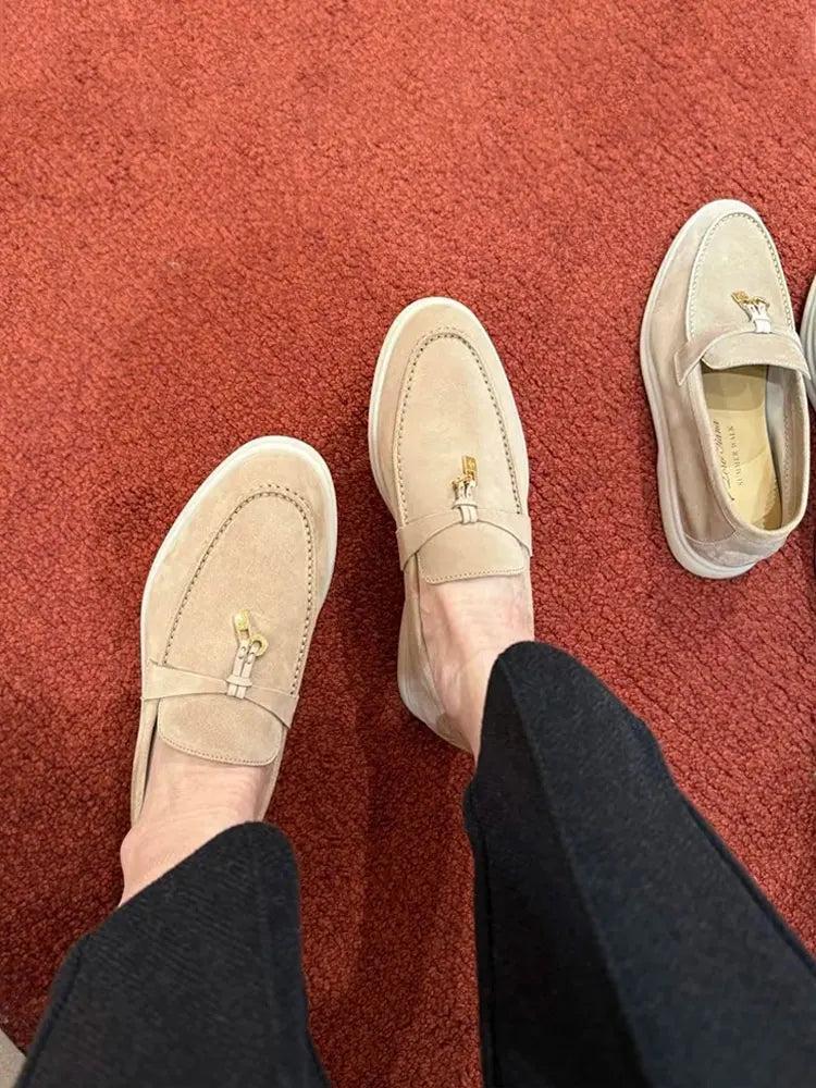 Women’s Leather Slip-On Bean Shoes Flats